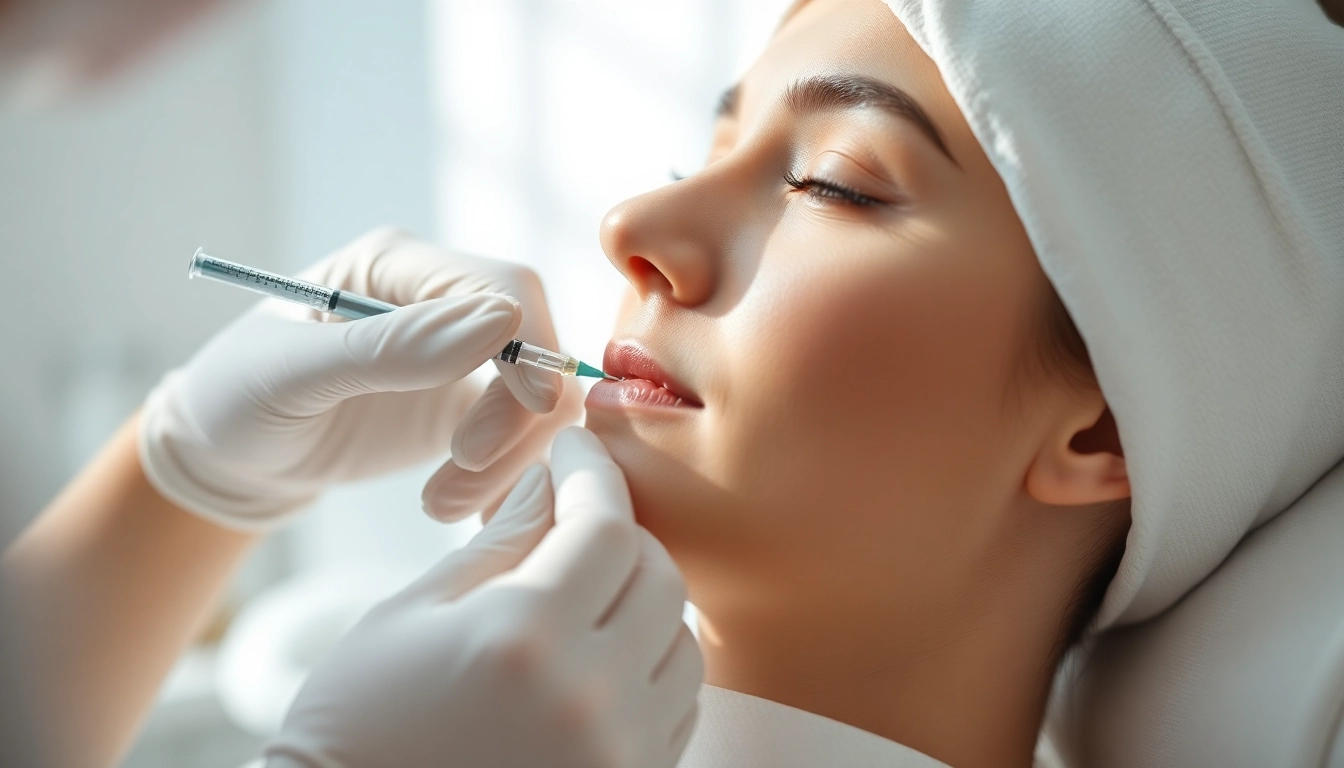 Administering a Botox Behandlung in a serene clinic, highlighting the skilled technique used.