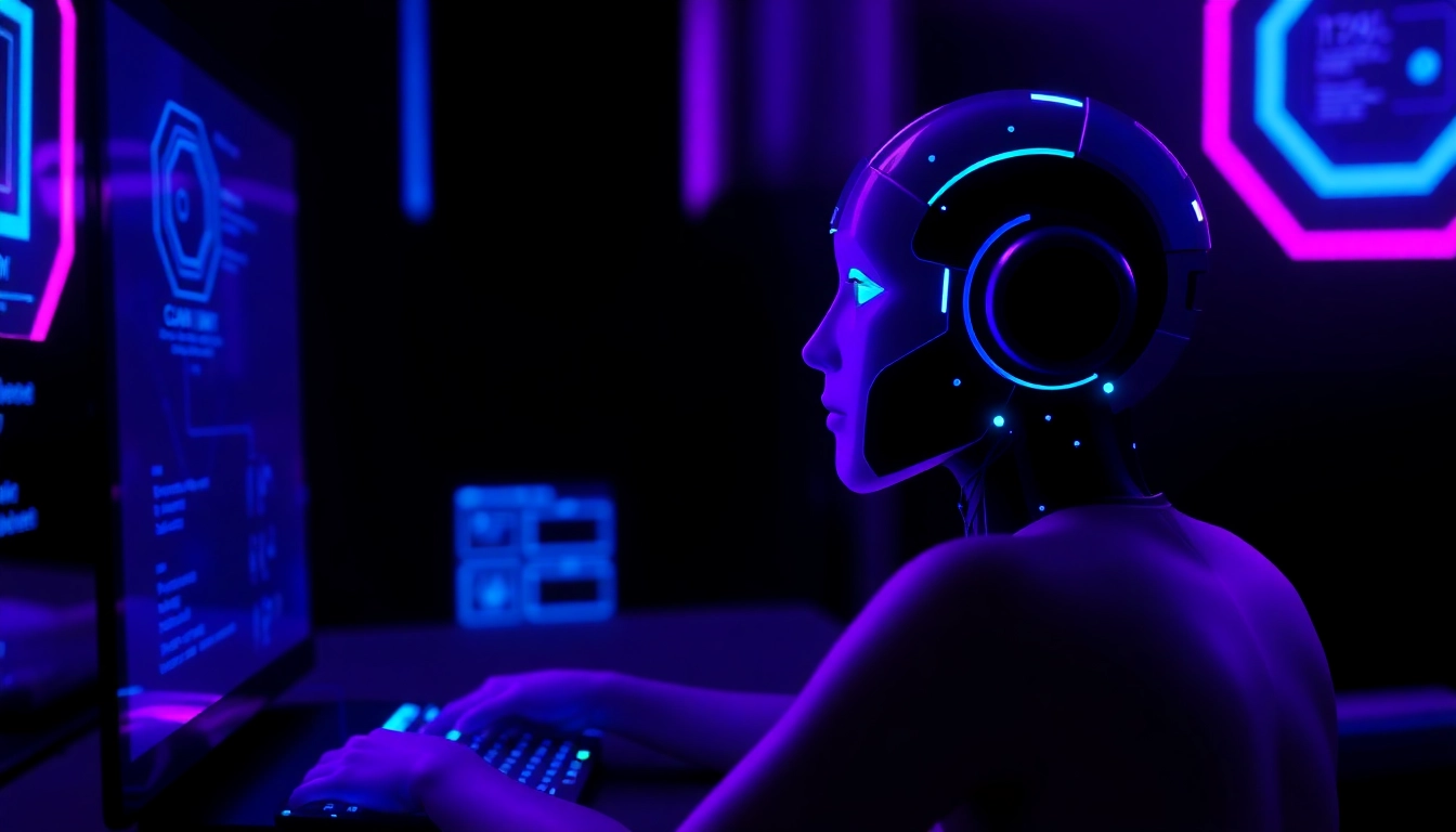 Digital art of a neon-lit AI chat interface with a seductive vibe.