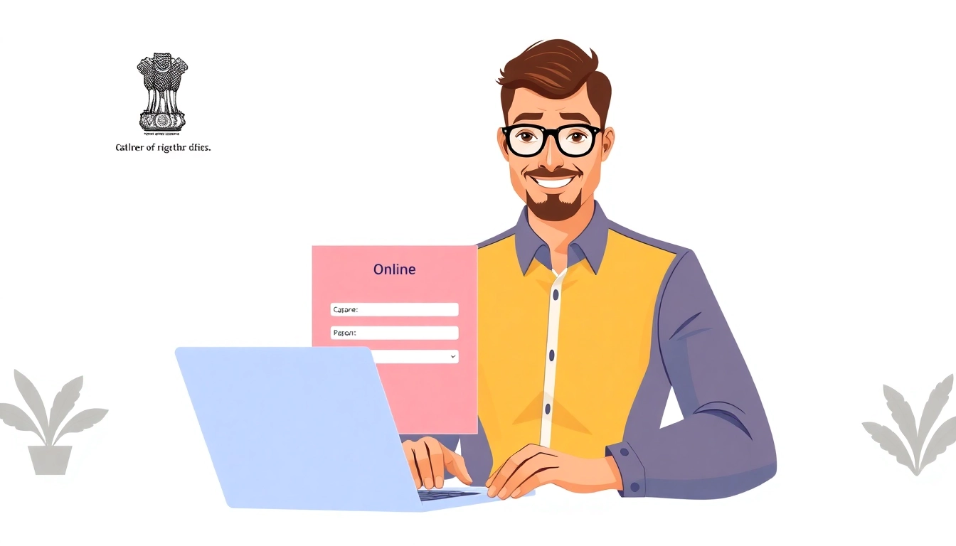 Online udyam registration process for MSMEs with a professional entrepreneur filling out the form on a computer screen, highlighting ease and official approval.