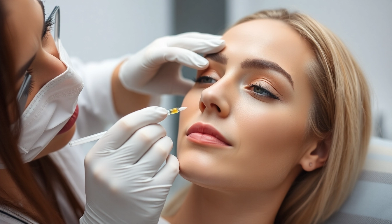 Botox Behandlung: Medical professional administering a precise Botox injection for wrinkle reduction in a top clinic setting.