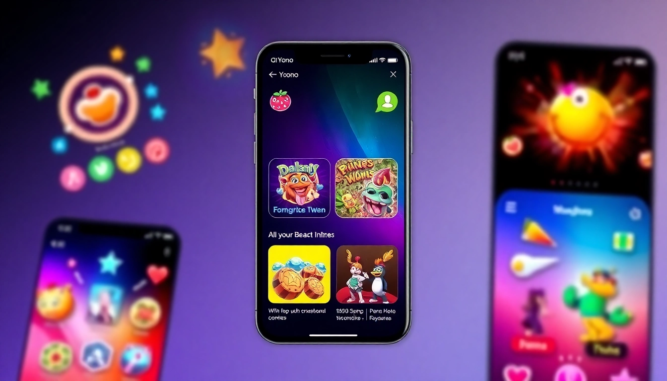 Screenshot of all yono apps in a user-friendly interface with gaming icons and vibrant colors for enhanced engagement