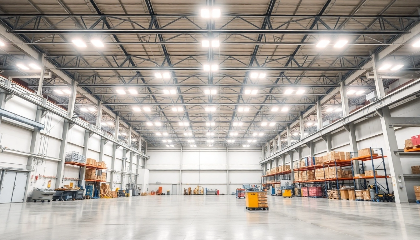 Moderne LED-Industriehalle mit effizienter Beleuchtung