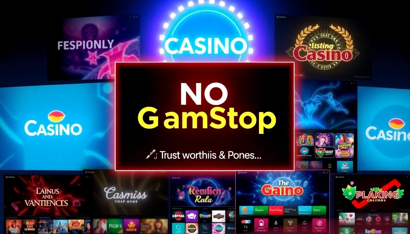 Visually engaging image of non GamStop casino sites highlighting trusted UK platforms and vibrant gambling imagery for online enthusiasts.