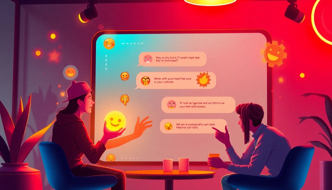 Engaging Spicy AI Chat scene with lively characters and dynamic visuals, highlighting human-like interactions and vibrant design for user immersion.