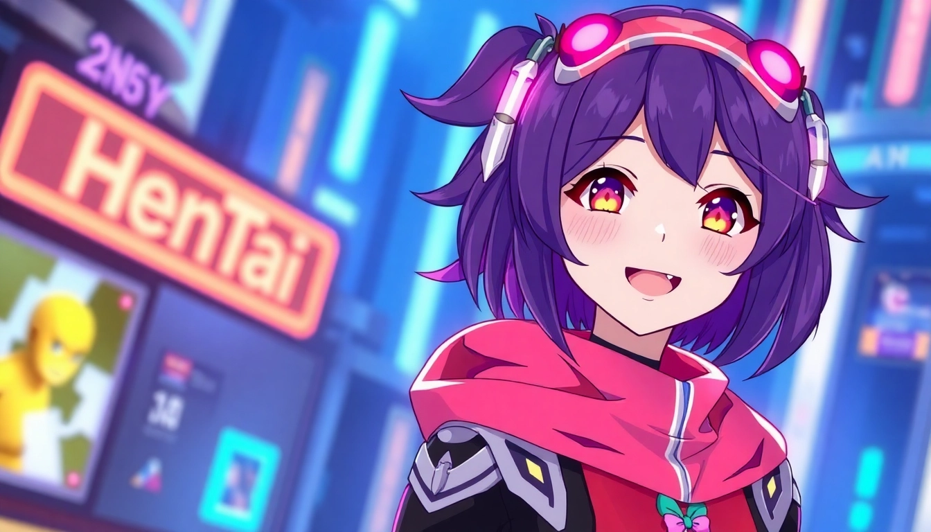 Hentai AI enhances customization with a detailed, vibrant anime character engaging users in a futuristic scene for immersion.