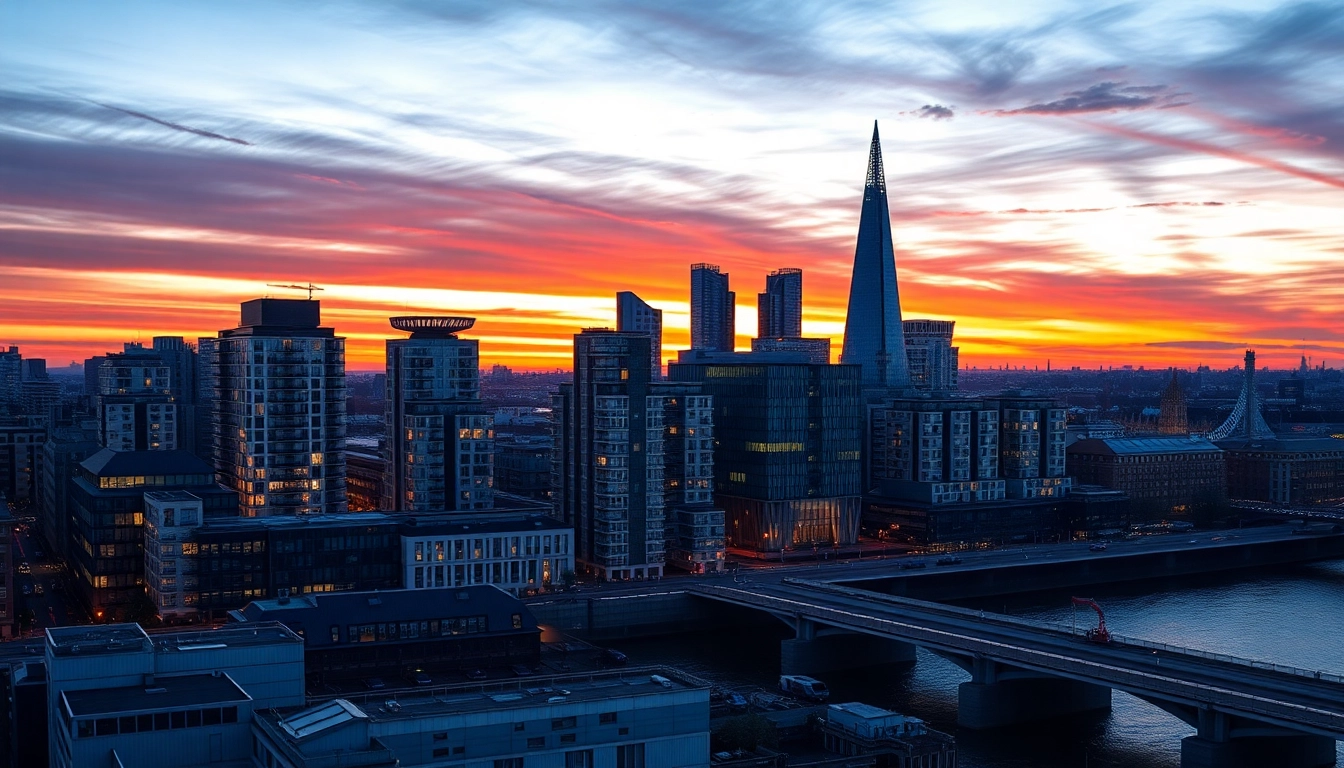 London Residential Property Market analysis showing skyline with luxury flats and skyscrapers