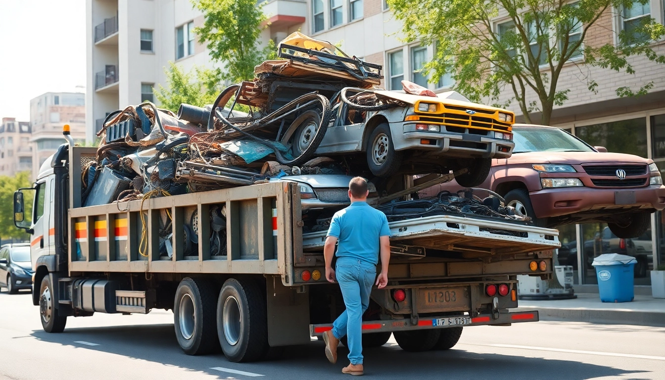 Efficient Schrottabholung team collecting scrap metal and vehicles for responsible recycling