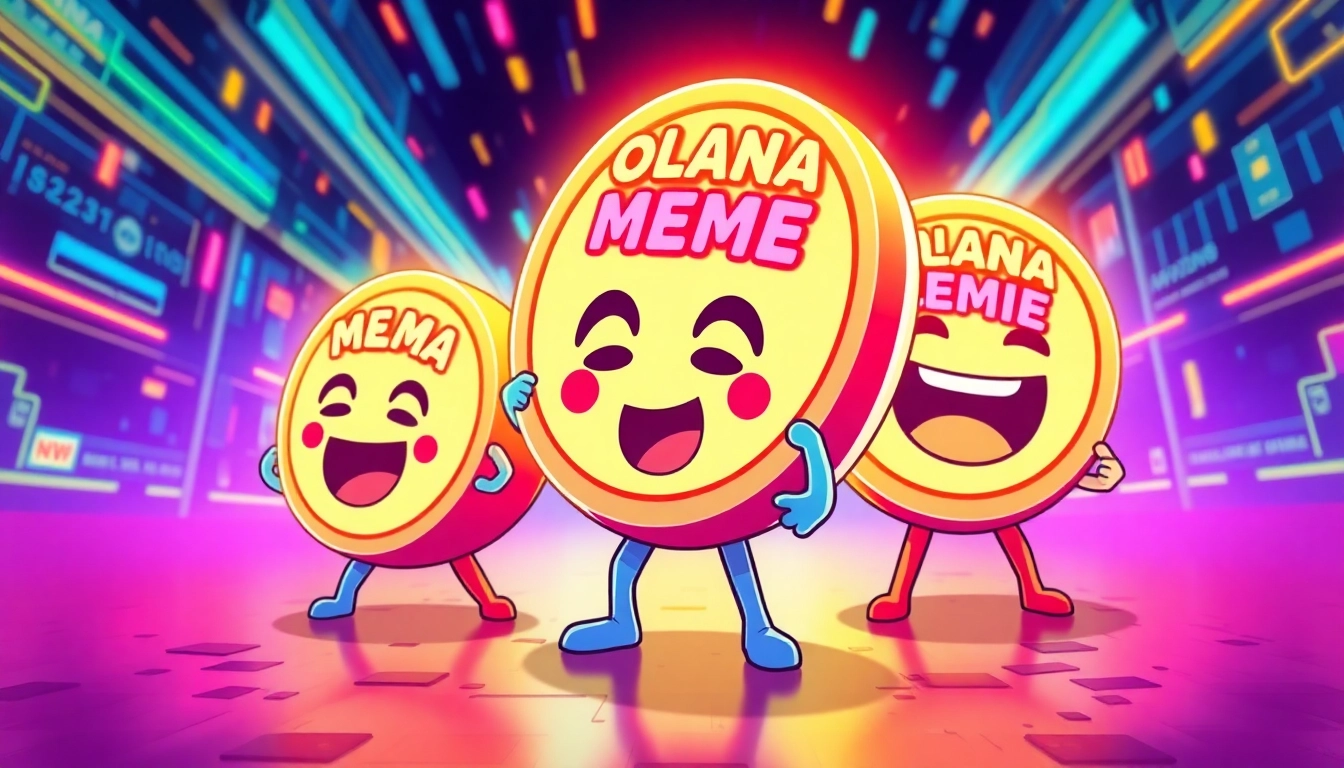 Engaging image showcasing Solana Meme Tokens with playful memes and blockchain theme for