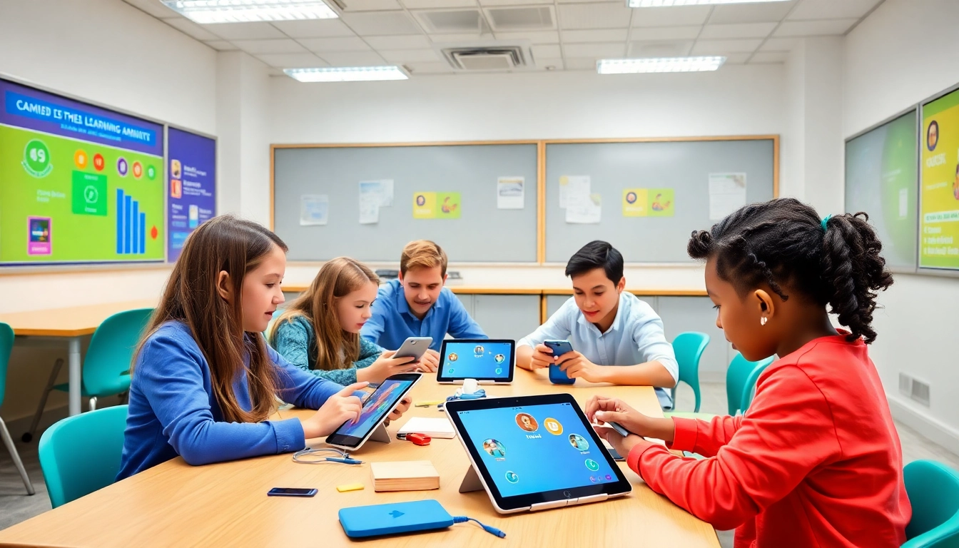 Engaging scene of educators and students involved in gamified learning creation to enhance